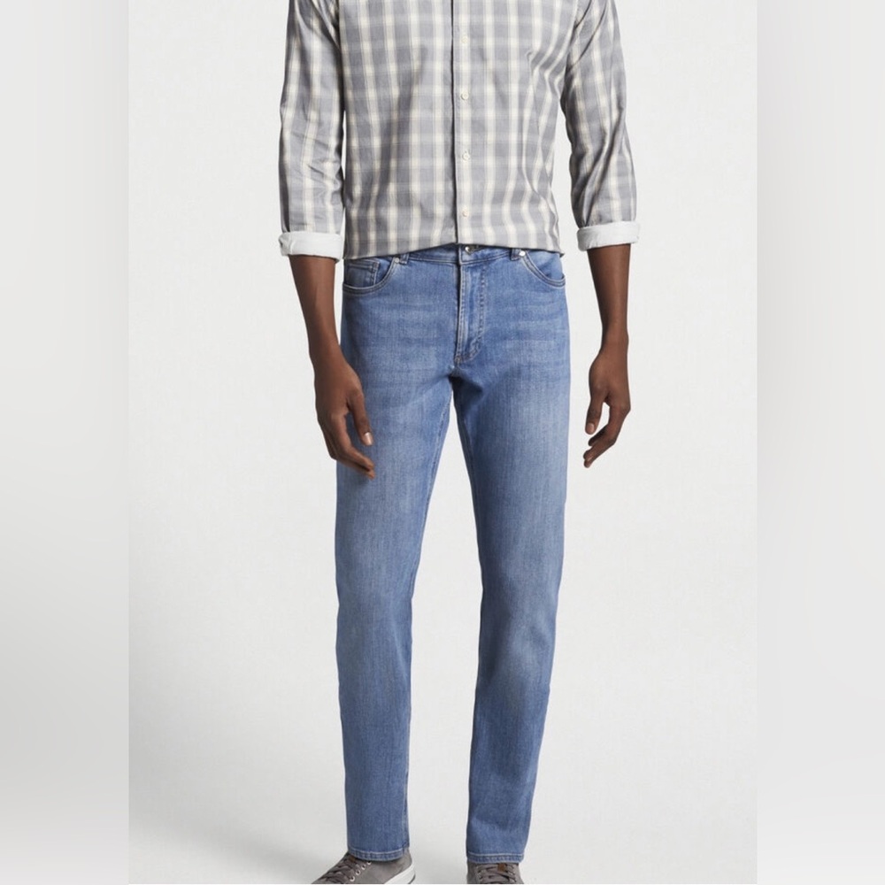 Peter Millar Vintage Washed Five-Pocket Denim Stonewashed Blue Tailored Preppy
